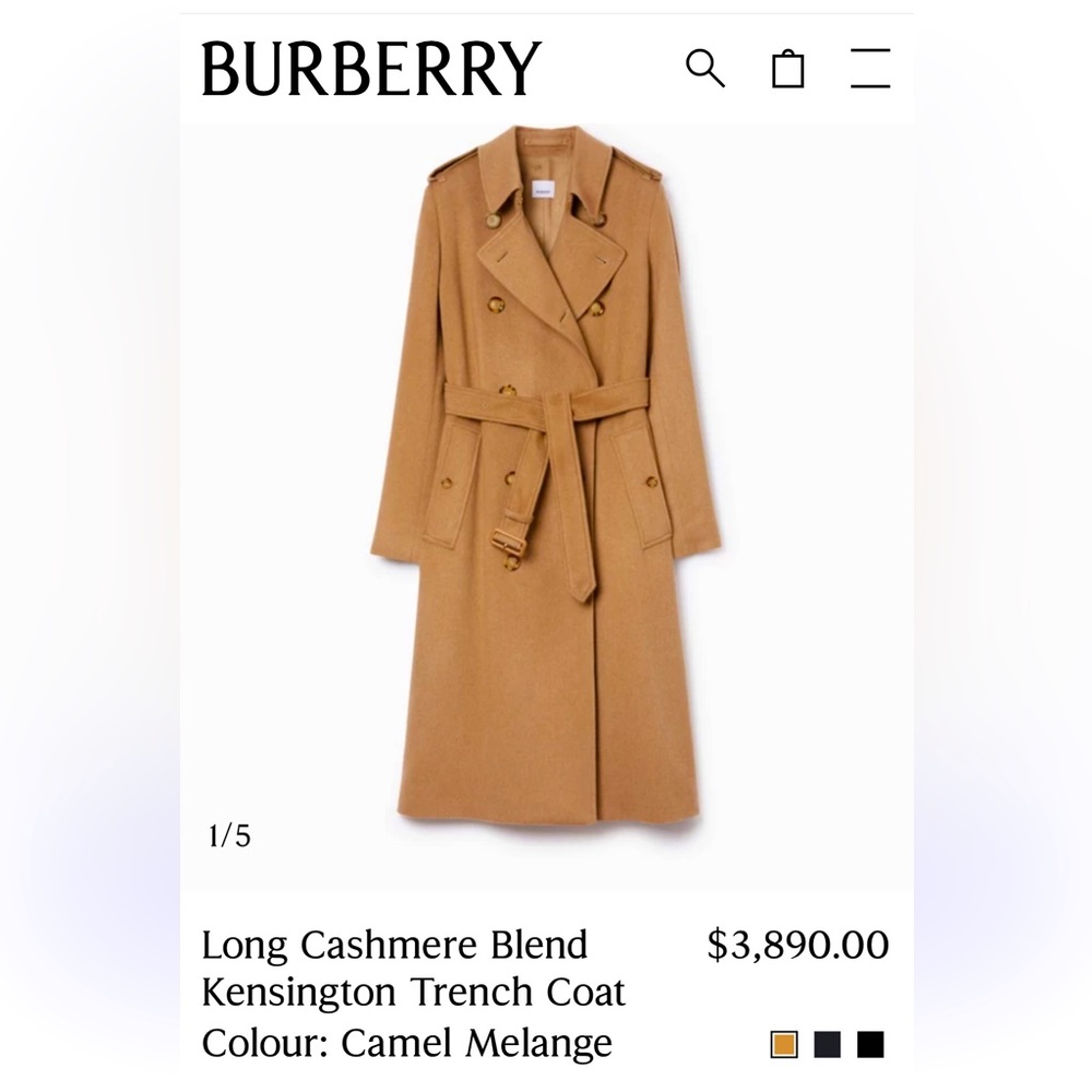 Cashmere Kensington trench. Pristine condition. Smoke and pet-free home. - Picture 1 of 6